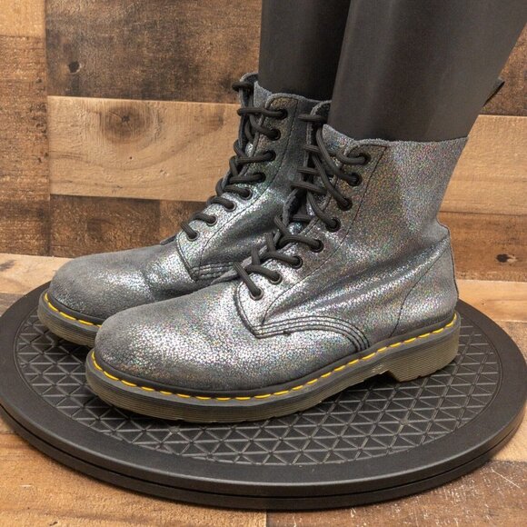Dr. Martens Shoes - DR MARTENS PASCAL WOMENS COMBAT BOOTS IRIDESCENT GLITTER CASUAL PARTY SIZE 9